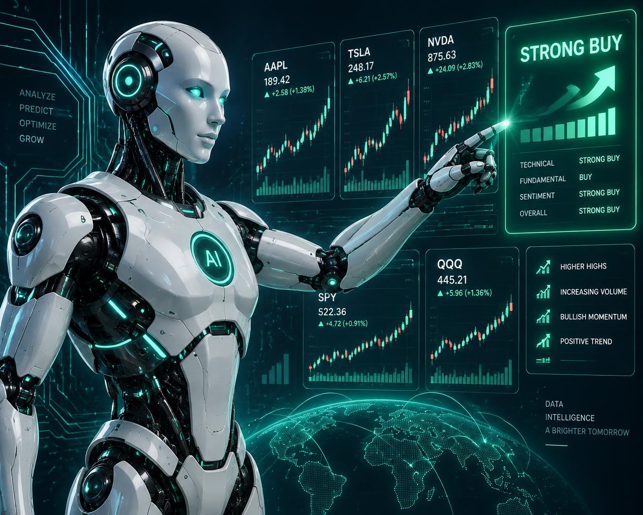Robot SI menganalisis grafik saham